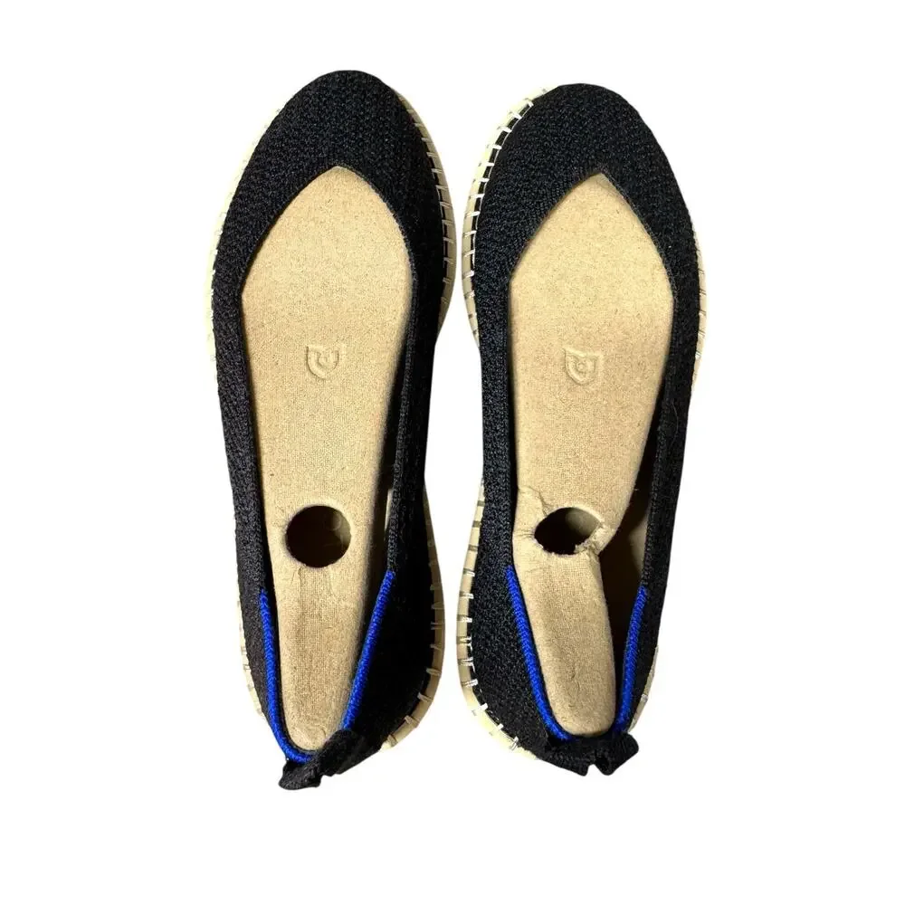 Rothy's The Espadrille Flats Womens 7.5 Black Knit Slip On Loafer Comfort